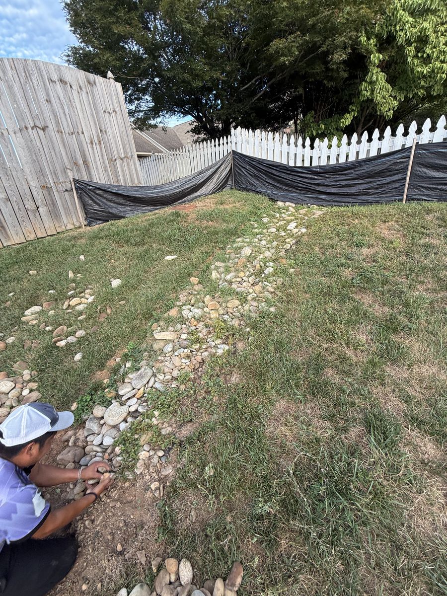 Rock insallation for Wesleys Landscaping in Clinton, TN