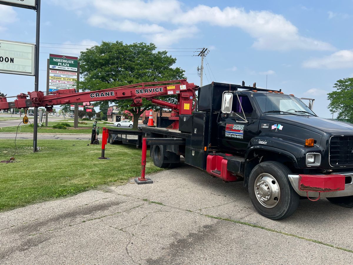Custom Sign Installation for MTZ Signs in Janseville, WI