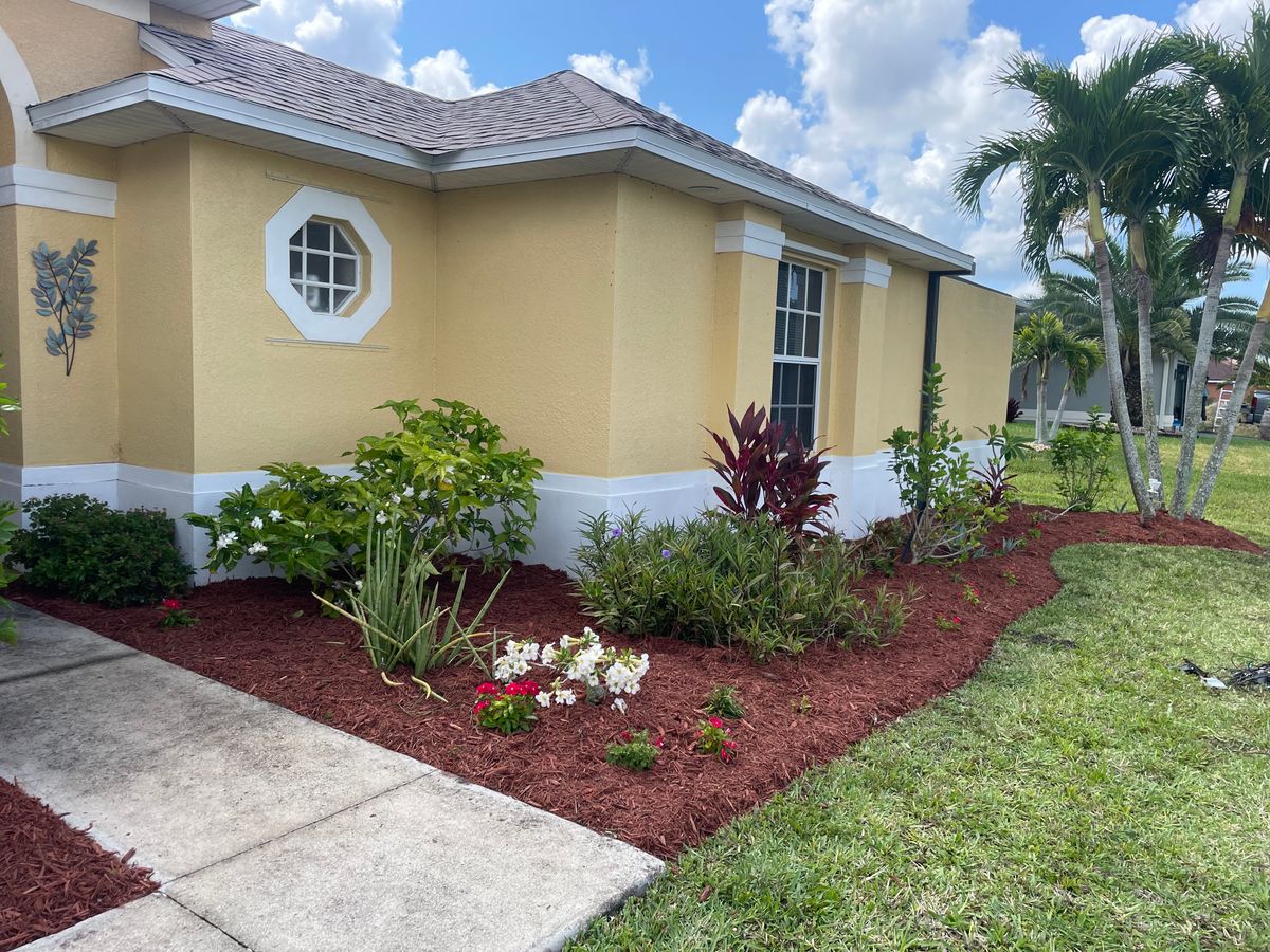 Mulch and rocks installation for BH Lawn and Landscape in Fort Myers, FL