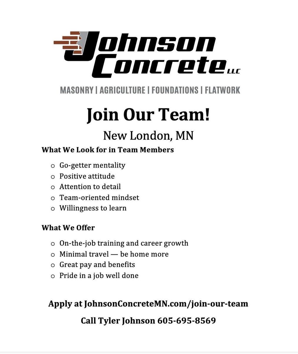 Masonry for Johnson Concrete in New London, MN