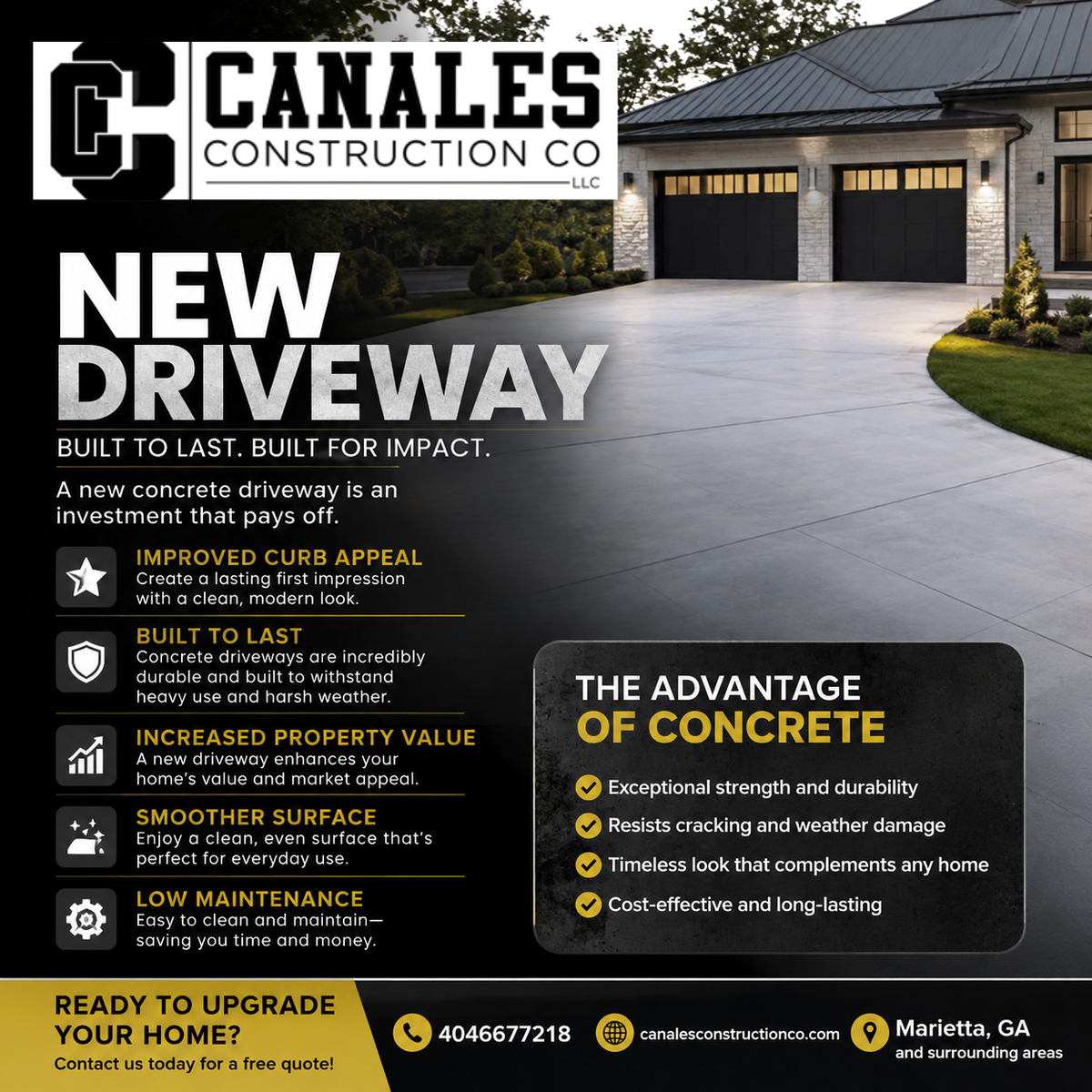 Driveway / Sidewalk Installation for CANALES CONSTRUCTION in Marietta, GA