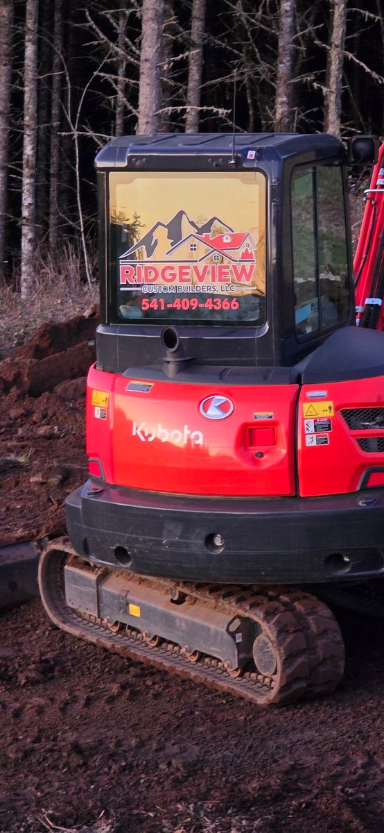 Excavating for Ridgeview Custom Builders in Sweet Home, OR