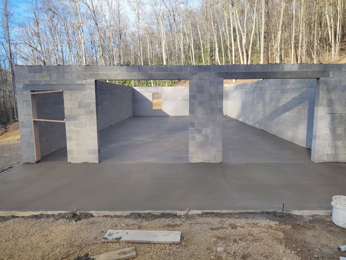 Concrete Slab Construction for Out of the Blue Concrete in Cocke County, TN