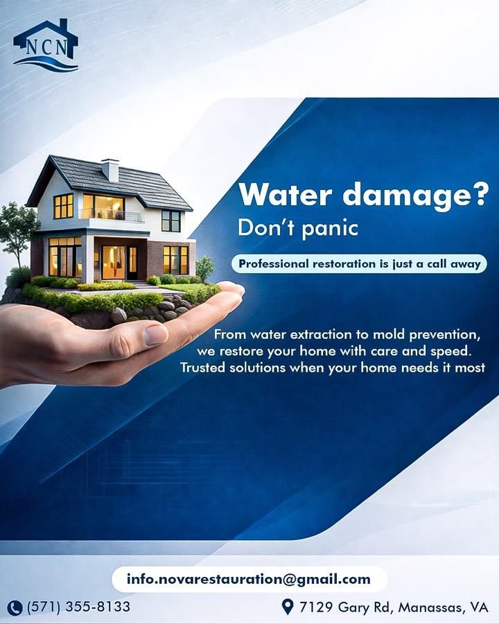 Water damage restoration for NOVA Construction Now in Manassas, VA