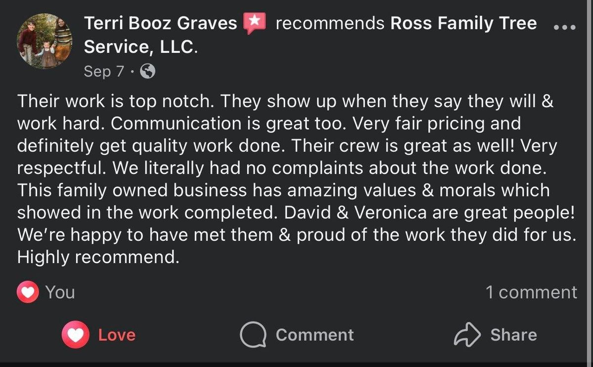 Other Tree Services for Ross Family Tree Service LLC  in Hohenwald, TN