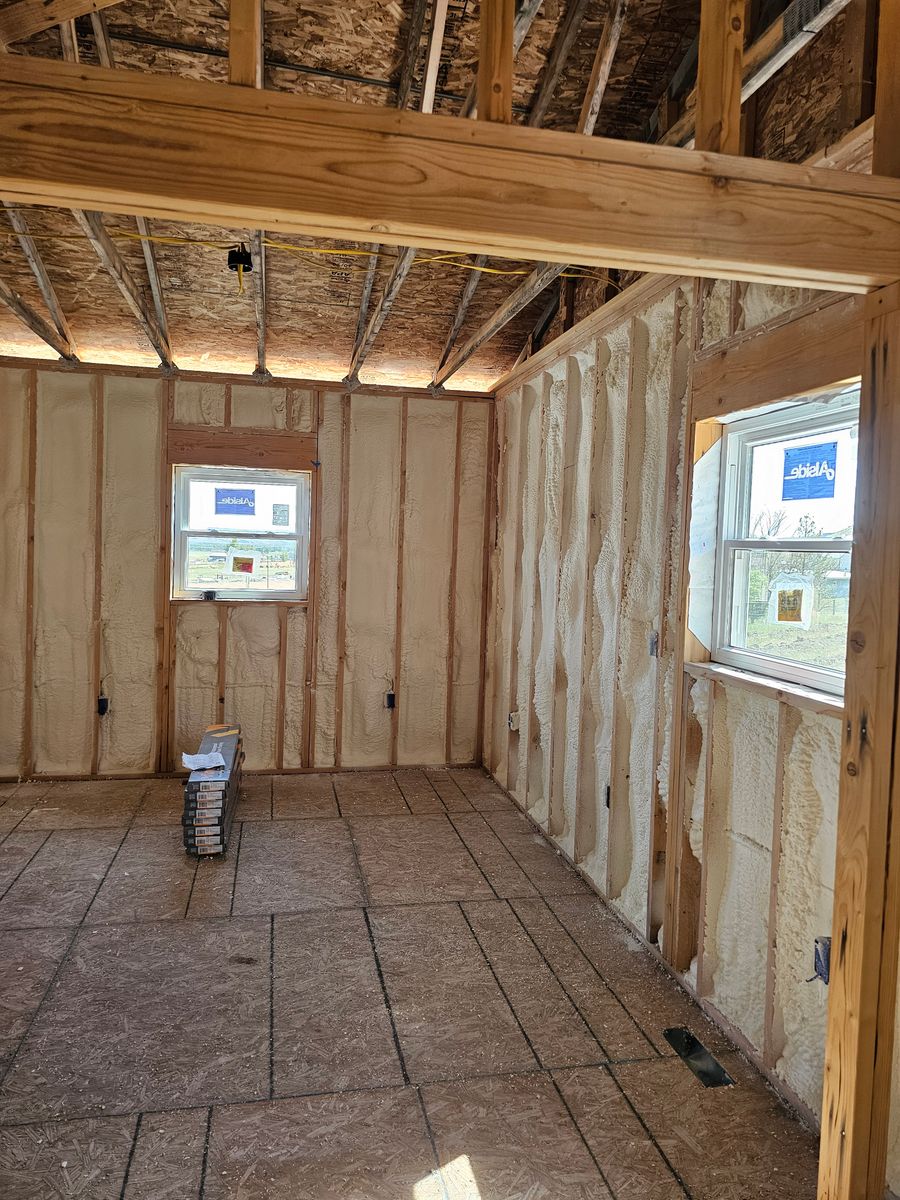 Spray foam insulation for Blue Mountain Construction in Roundup, MT