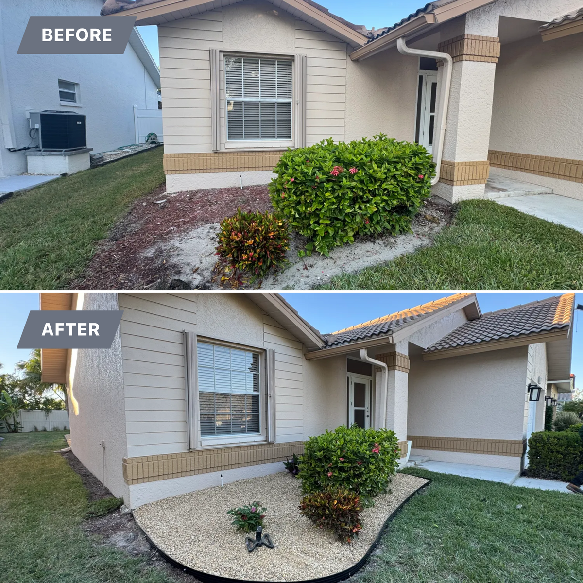 Mulch and rocks installation for BH Lawn and Landscape in Fort Myers, FL