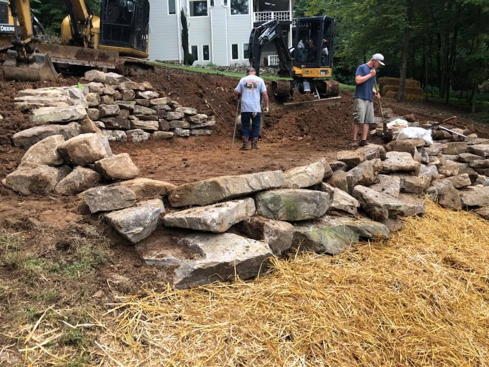 Natural Stone Retaining Walls for Berzett Excavating in Fayetteville, TN