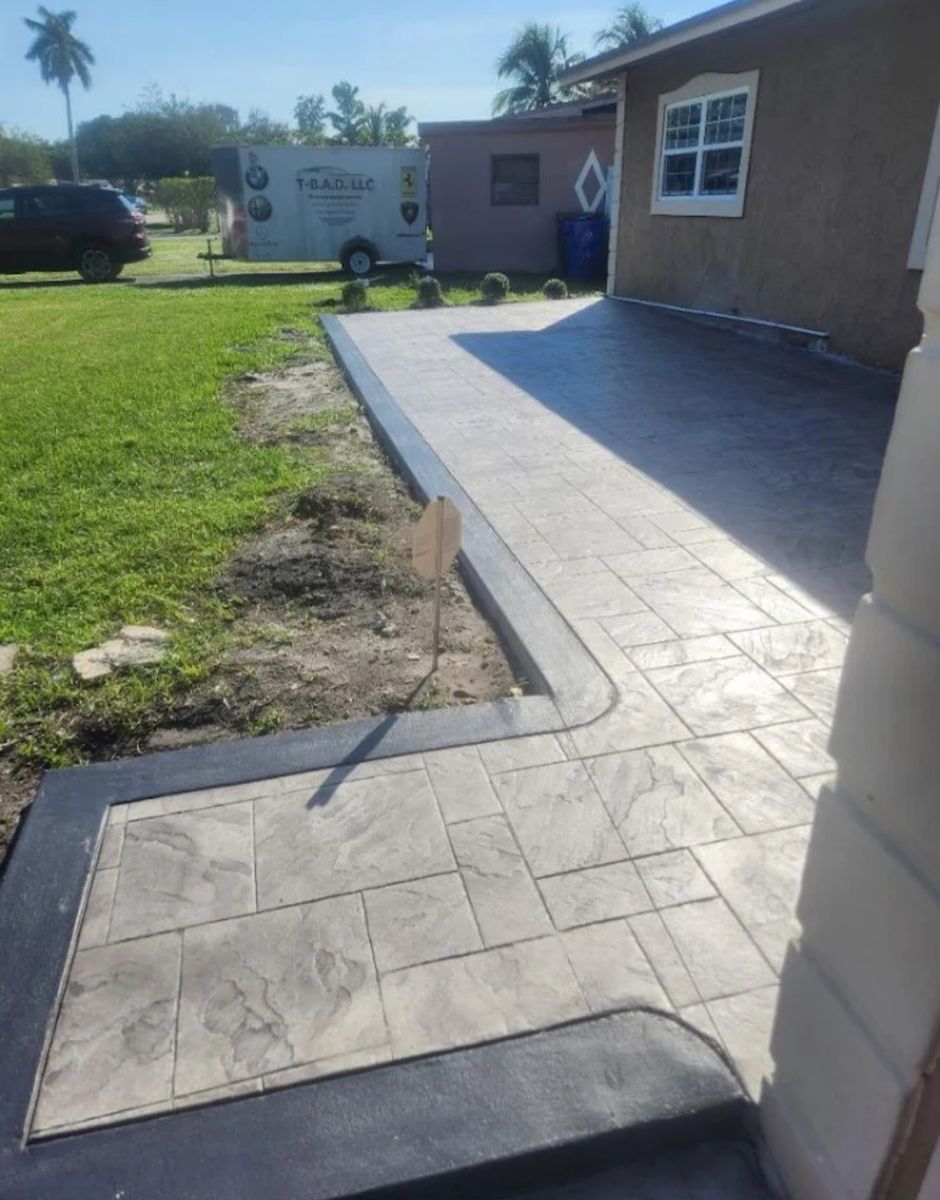 Stamped Concrete Installation for Beautiful and Affordable Stamped Concrete by Castilla Concrete Finish Design Corp in Sunrise, FL