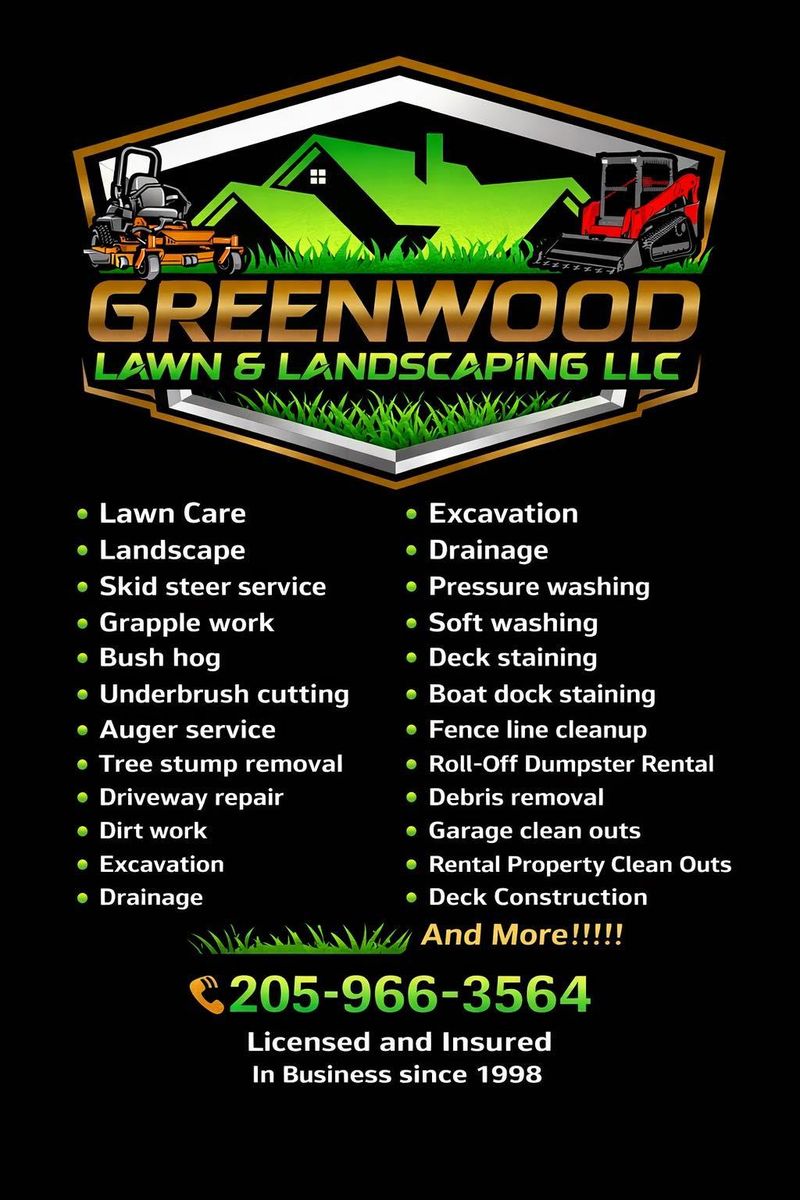 Excavation Services for Greenwood Lawn & Landscaping LLC in Talladega, Alabama