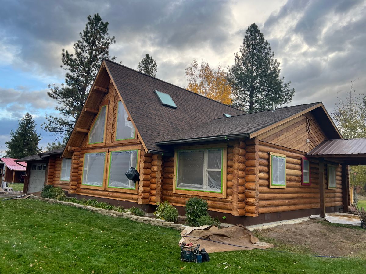 Log Home Restoration for True Blue Logworks LLC in Corvallis, MT