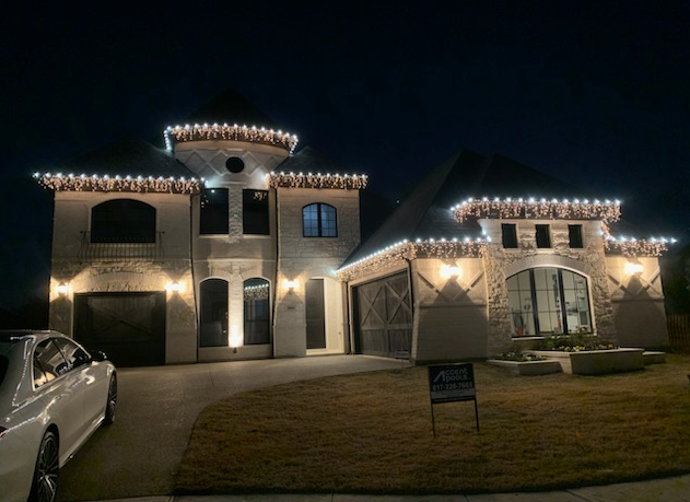 Custom Christmas lights for Teague Trees & Landscaping in Rendon, TX