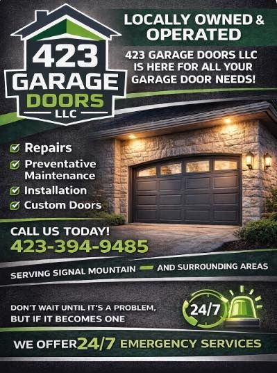 Garage Door Installation for 423 Garage Doors, LLC in Signal Mountain, Tennessee