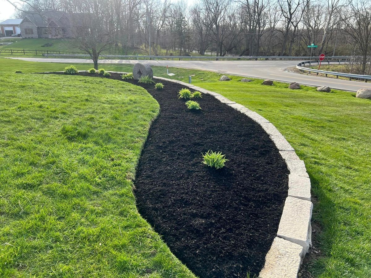 Mulch Installation for Mark’s Mowing & Landscaping LLC  in Ashville, OH