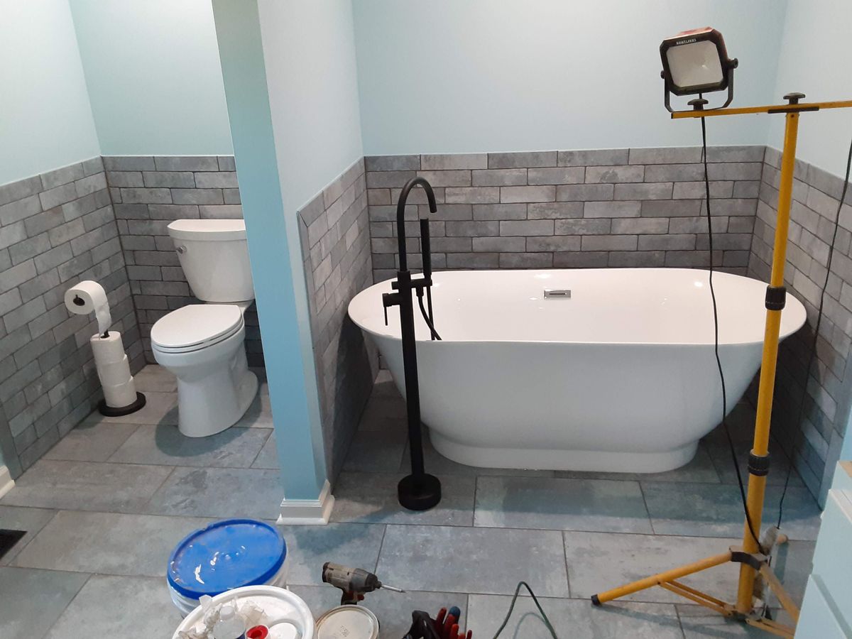 Acrylic Shower & Freestanding Tub Installs for Son of a Journey Remodeling in Dallas, NC