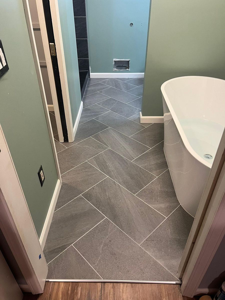 Tile installation for PW Designs in Grand Blanc, MI