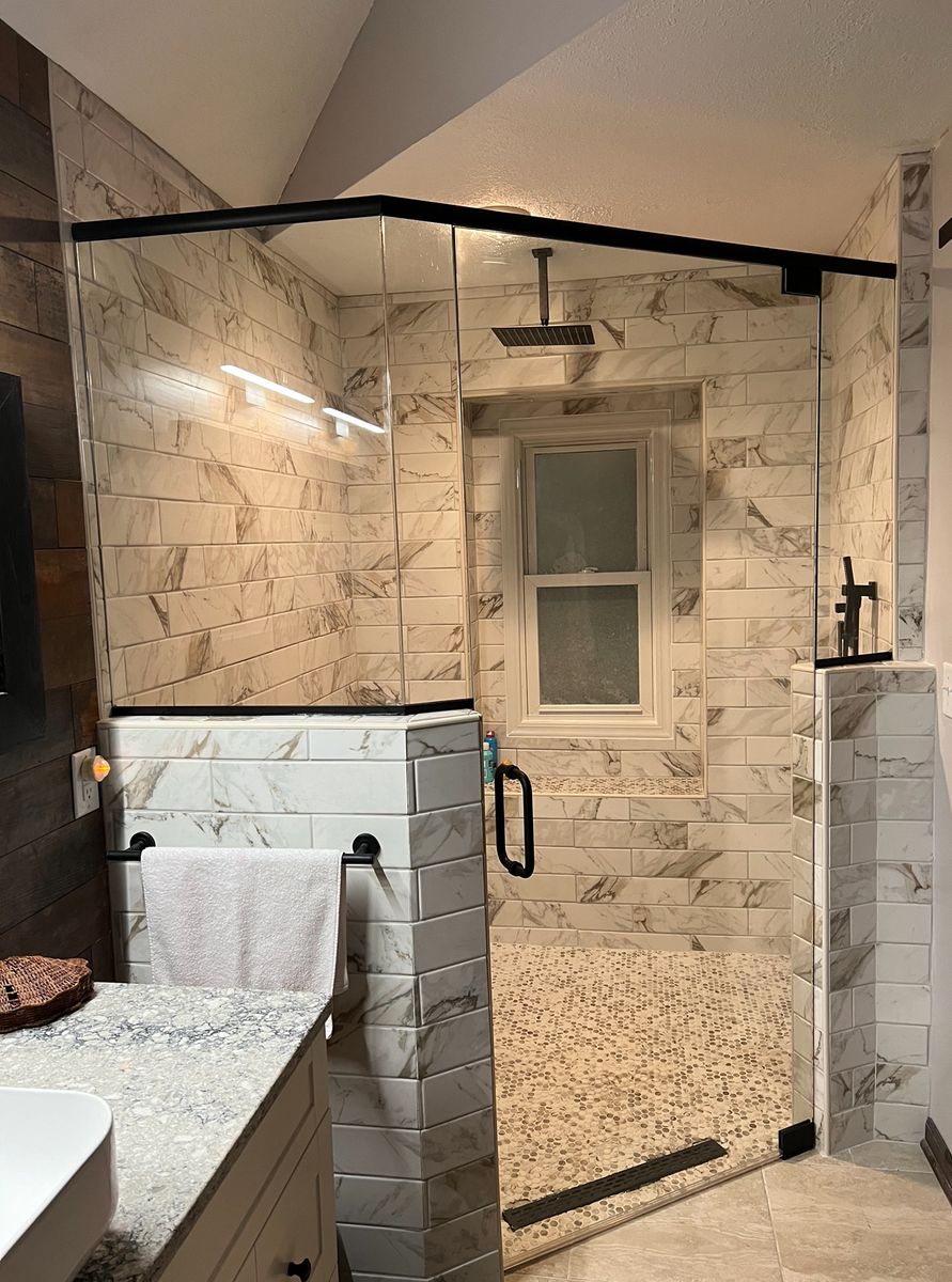 Frameless Shower Setup for Topline Glassworks in Kansas City, MO