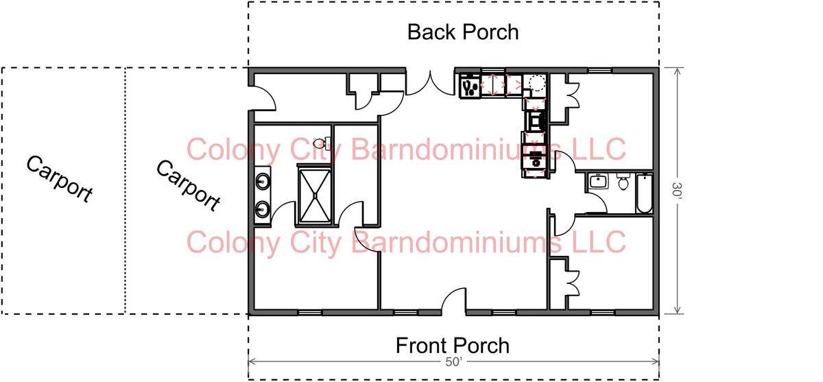 Floorplans for Colony City Barndominiums in Fitzgerald, GA