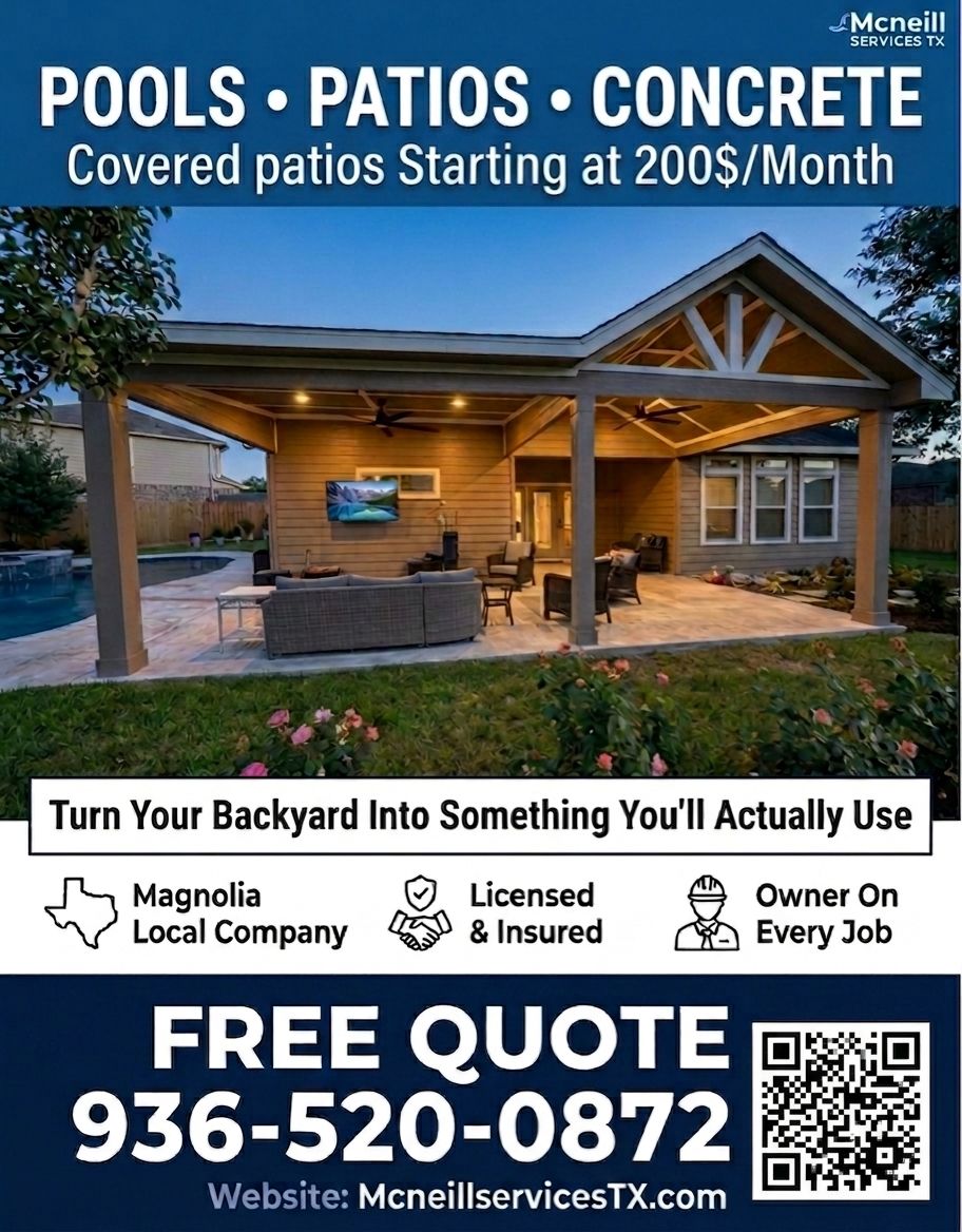 Covered Patios for McNeill Services in Magnolia, TX