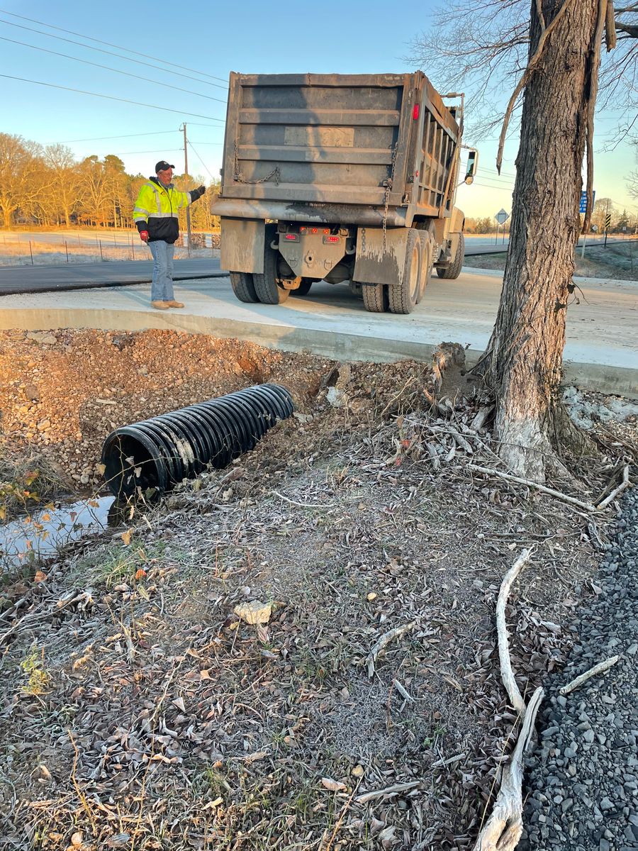 Storm drain/ Culverts/ French drains for JUSTIN JACQUES LLC DBA DOUBLE J EXCAVATION in Nashville, AR