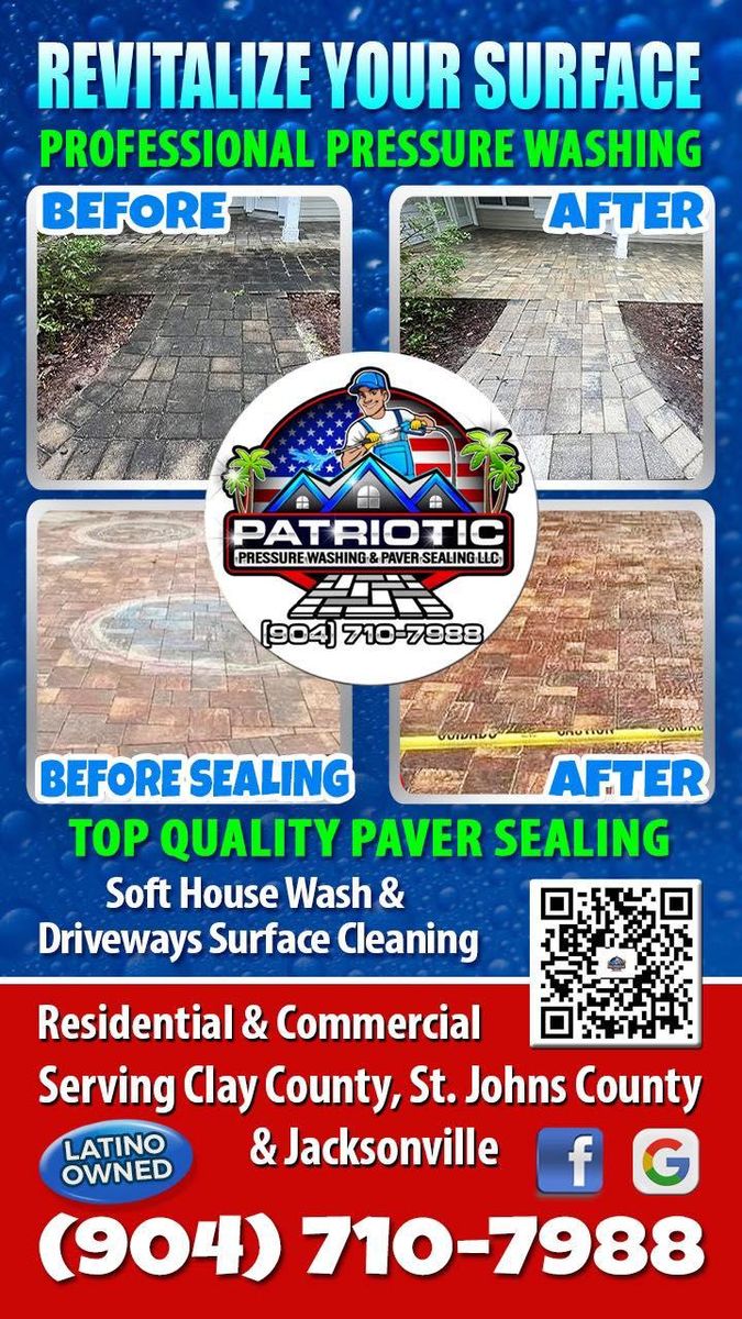 Driveway and Sidewalk Cleaning for Patriotic Pressure Washing & Paver Sealing in Green Cove Springs, FL
