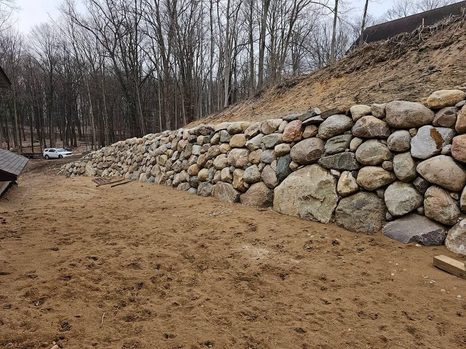 Retaining Wall Construction for Michiana Boulders Landscaping & Excavating in Granger, IN