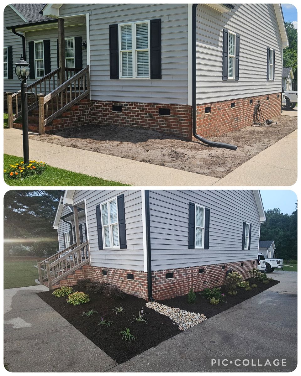 Mulch/pine Straw Installation for Natures Accent in Wilson, NC