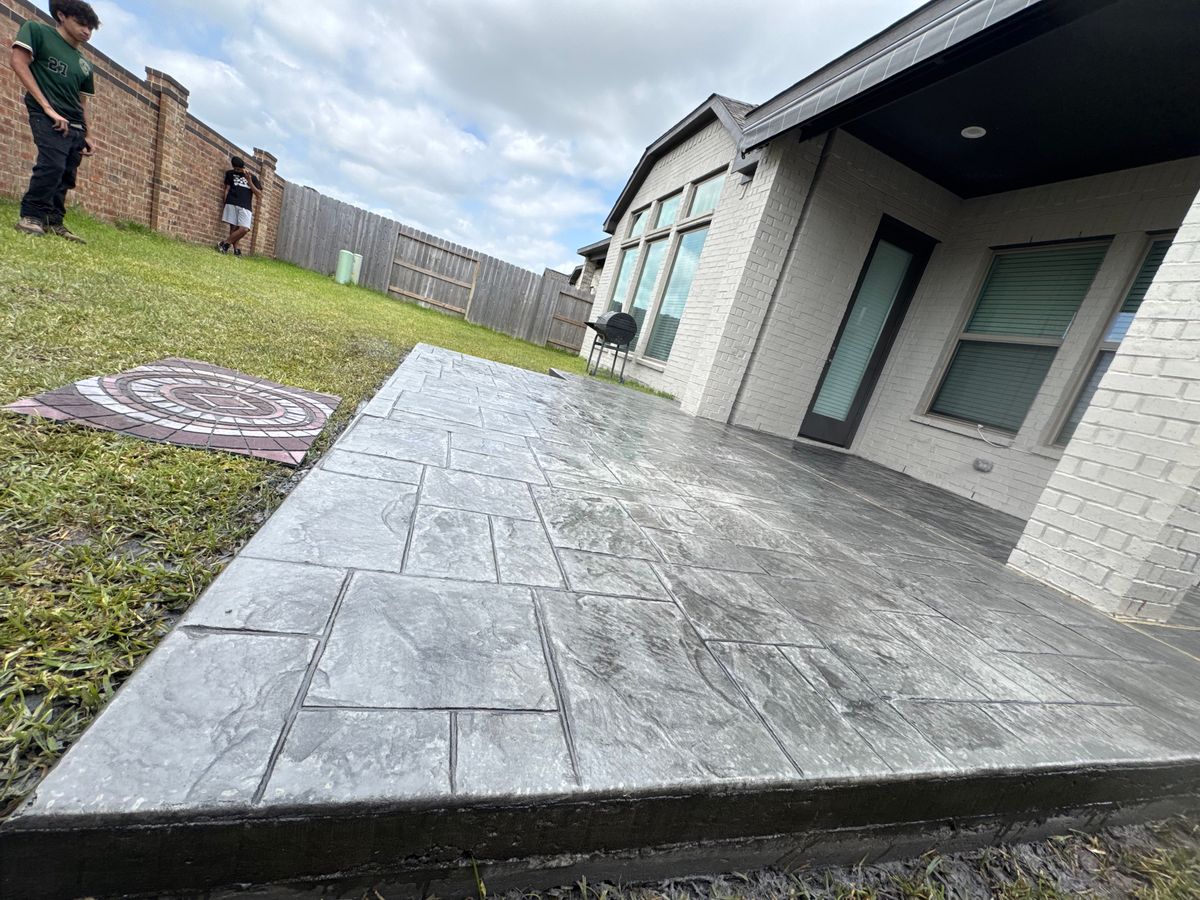 Stamped Concrete Installation for NG Concrete Services in Houston, TX