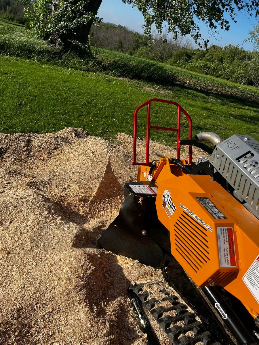 Stump Grinding for Nate’s Tractor Service in Cascade, WI