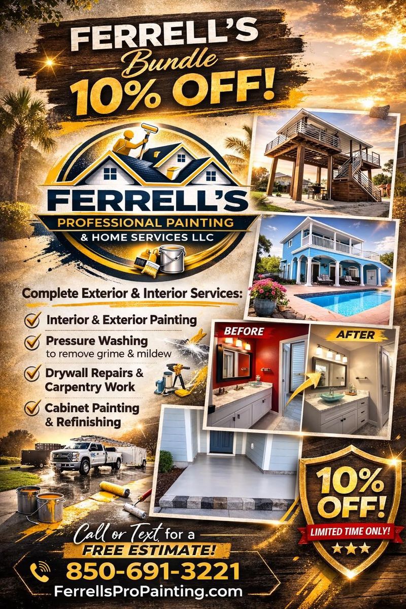 Interior/Exterior Staining for Ferrell’s Professional Painting & Home Services LLC in Panama City Beach, FL