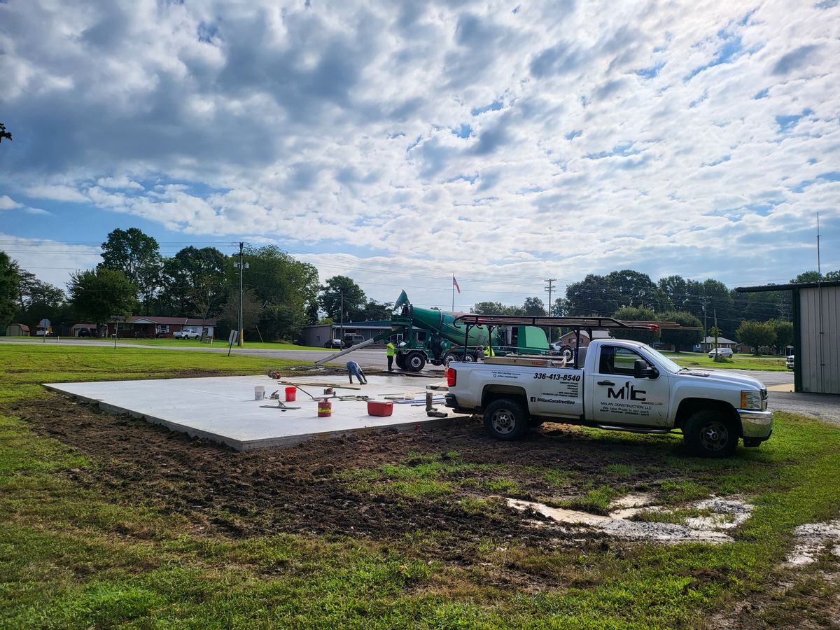 Commercial Concrete Work for Miilan Construction in Boonville, NC