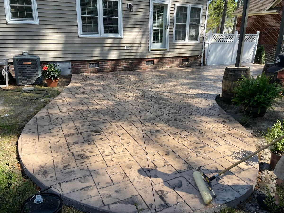Stamped Concrete Installation for Concrete Cowboyz in Greenville, NC