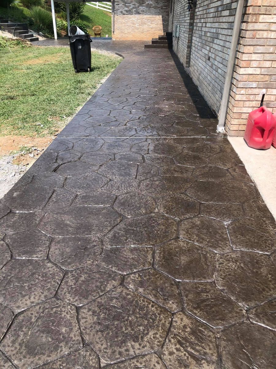 Stamped Concrete Installation for A&J Concrete Service in Knoxville, TN