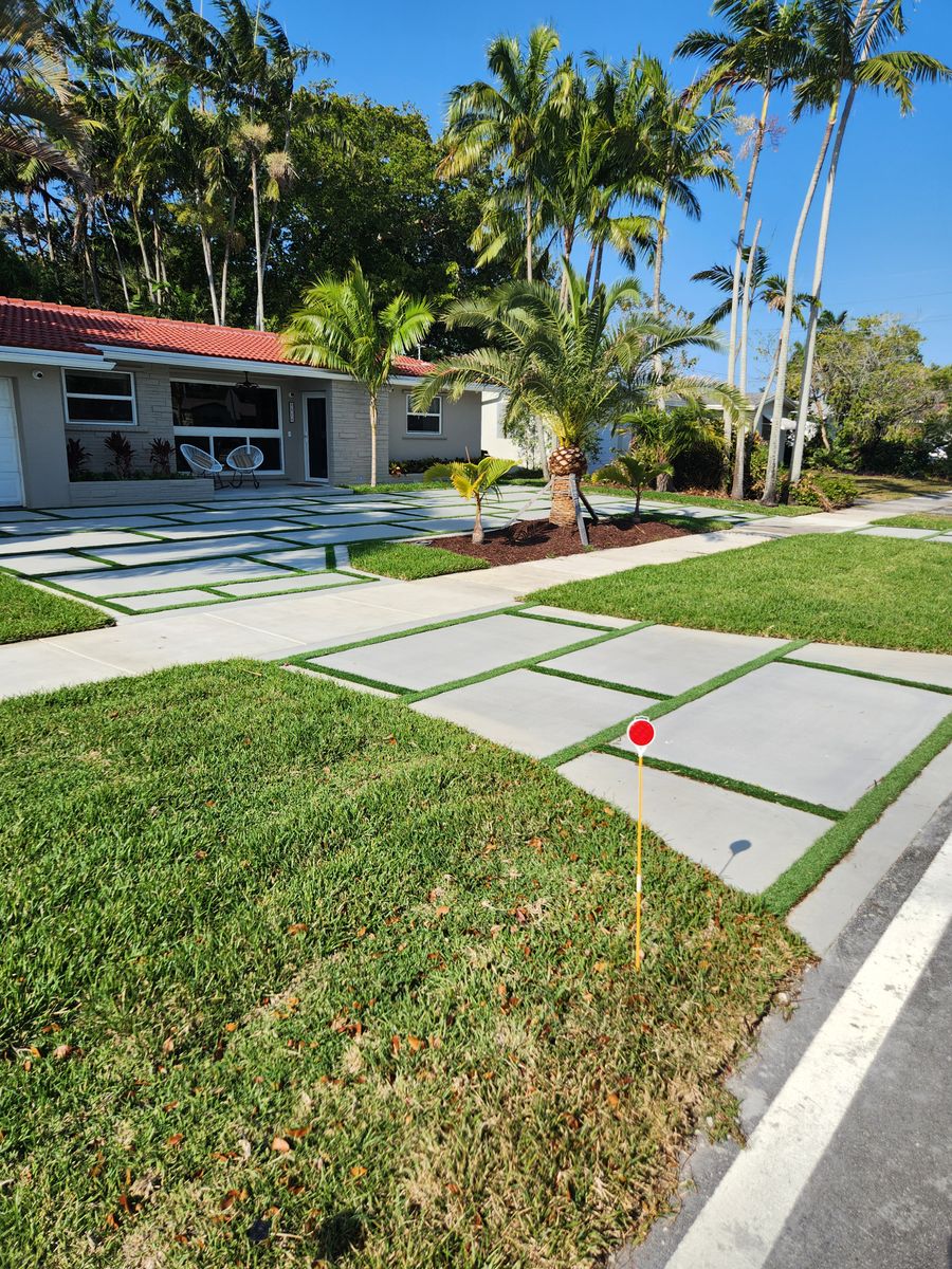 Concrete Squares with Faux Grass or Rocks for Beautiful and Affordable Stamped Concrete by Castilla Concrete Finish Design Corp in Sunrise, FL