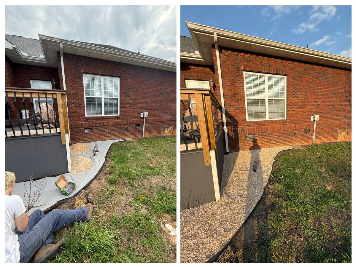 Rock insallation for Wesleys Landscaping in Clinton, TN