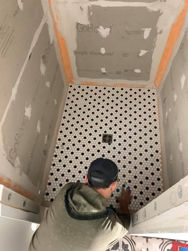Tiling for Looking Glass Builders LLC in Asheville, North Carolina