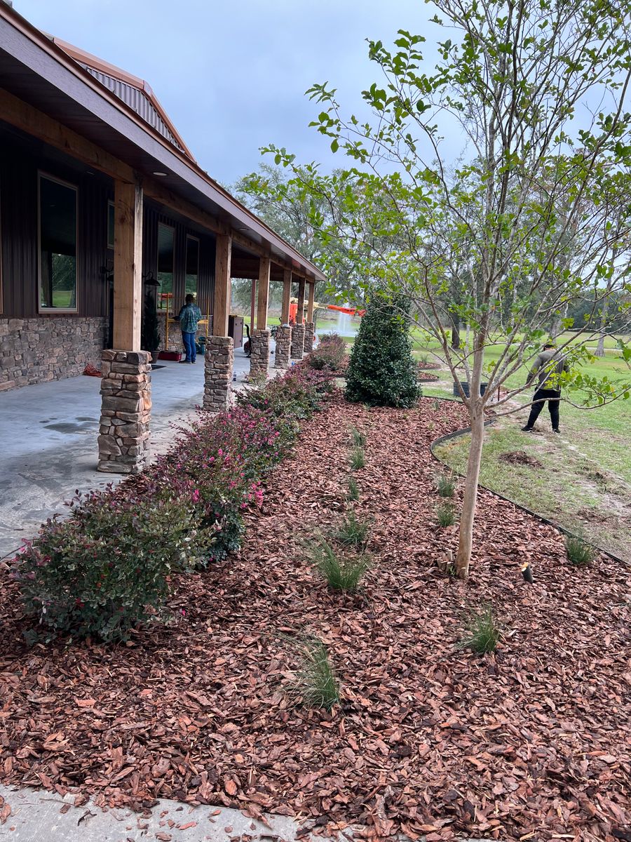 Pine Straw/Bark, Mulch, and Rock installation for Roberts Lawn & Landscape in Cross City, FL