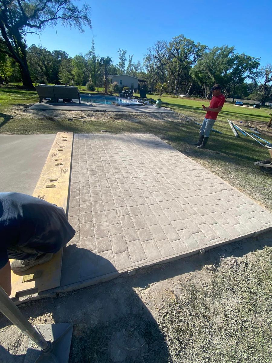 Stamped Concrete Installation for Wallace Concrete in Ridgeland,  SC