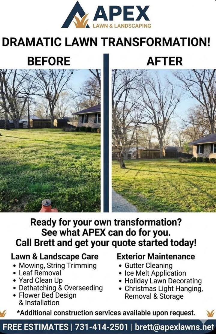 Lawn Maintenance for Apex Lawn & Landscaping INC in Dyersburg, TN