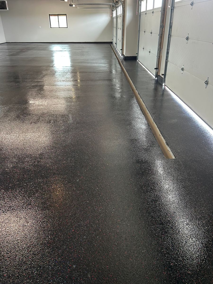 Garage Epoxy Floor Coating for Rockstarz Concrete Design in Spearfish, SD