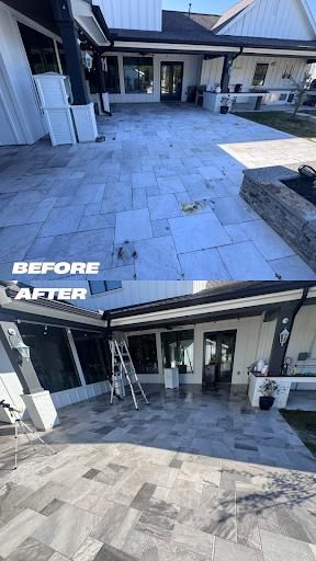 Paver/ Traventine Hardscape Cleaning & Sanding for Royal wash in The Woodlands, TX