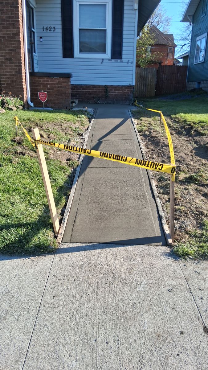 Sidewalk Installation for Concrete Creations to Foundiations. in Yorktown, IN