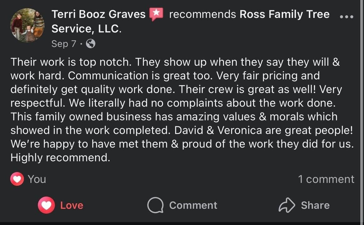 Other Tree Services for Ross Family Tree Service LLC  in Hohenwald, TN