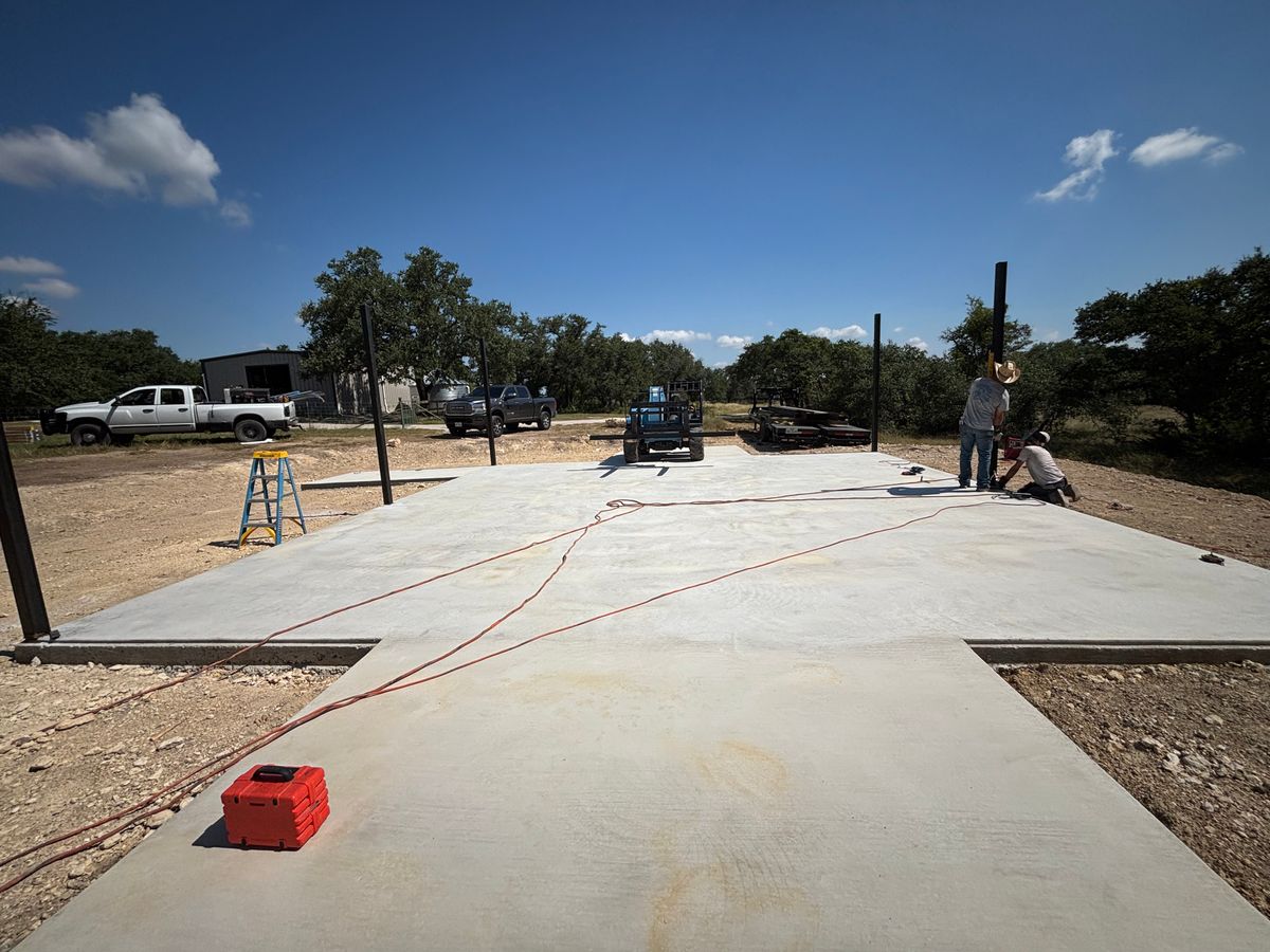 Metal building installation for K.O. Excavation LLC in Spring Branch, TX