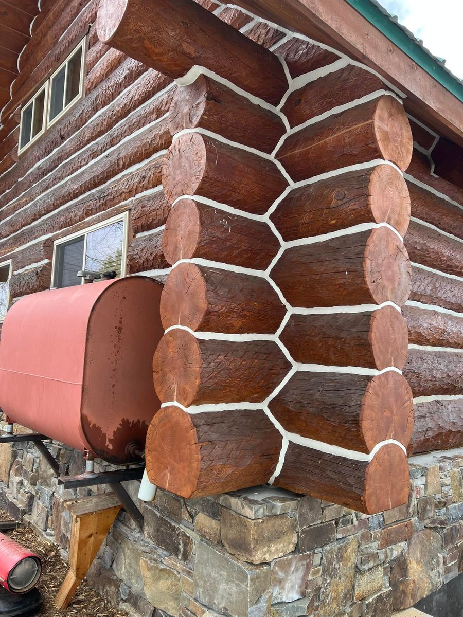 Log Home Chinking for True Blue Logworks LLC in Corvallis, MT