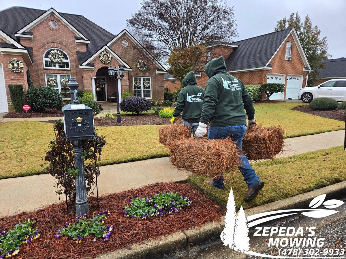 Pinestraw Install for Zepeda's Mowing in Fort Valley, GA