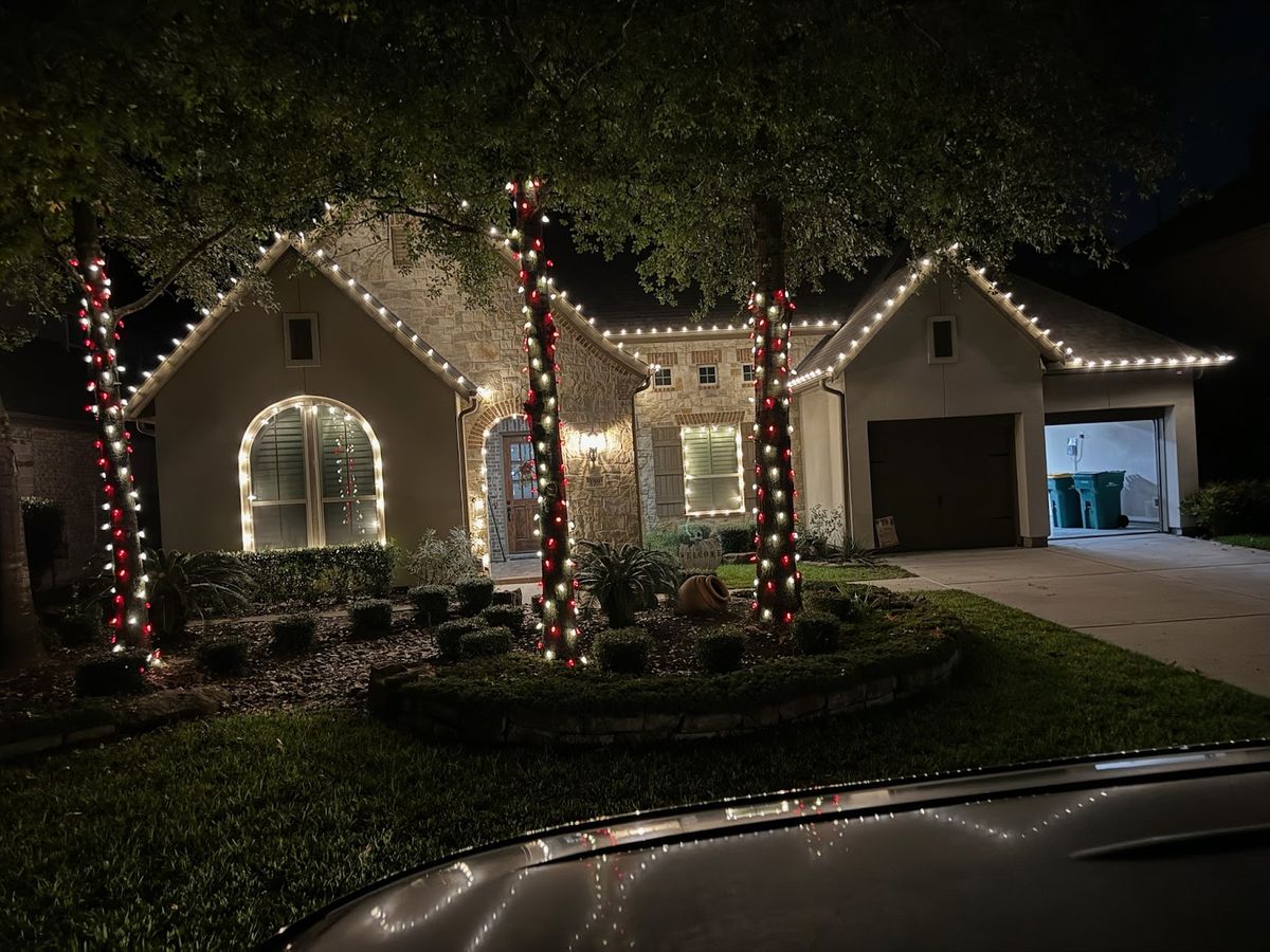 Christmas Light Installation for Alpha Shack Construction in Conroe, TX