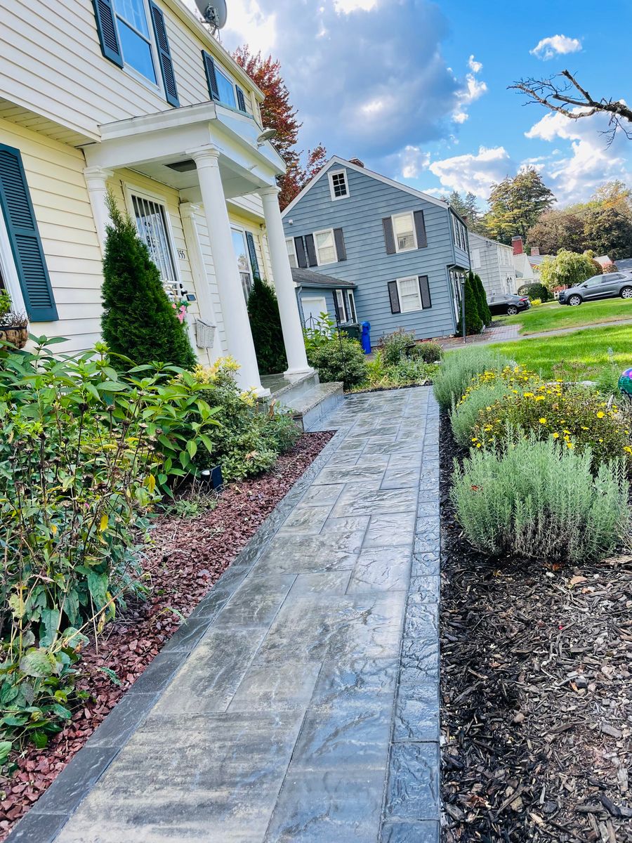 Paver walkway installation for Elyon Construction and Stoneworks LLC in Windsor, CT