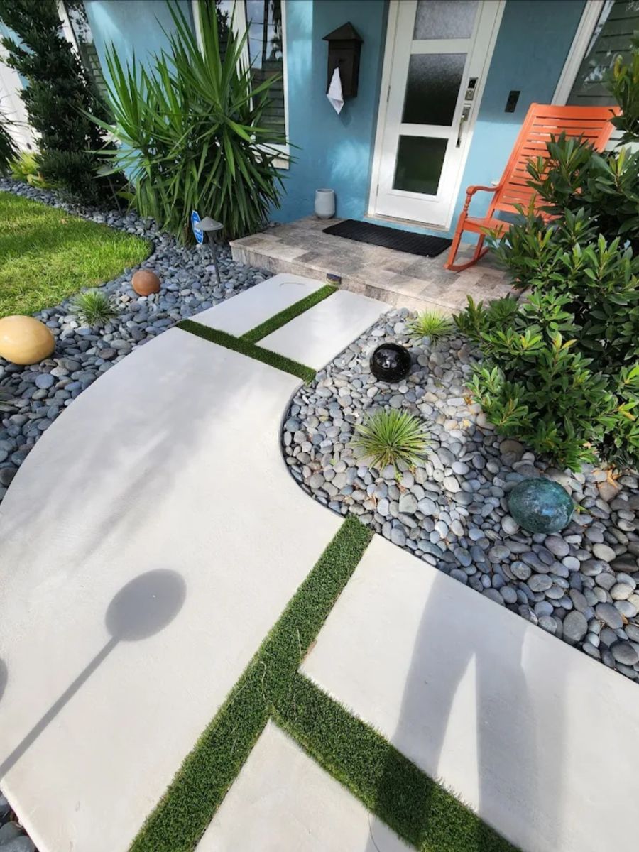 Concrete Squares with Faux Grass or Rocks for Beautiful and Affordable Stamped Concrete by Castilla Concrete Finish Design Corp in Sunrise, FL