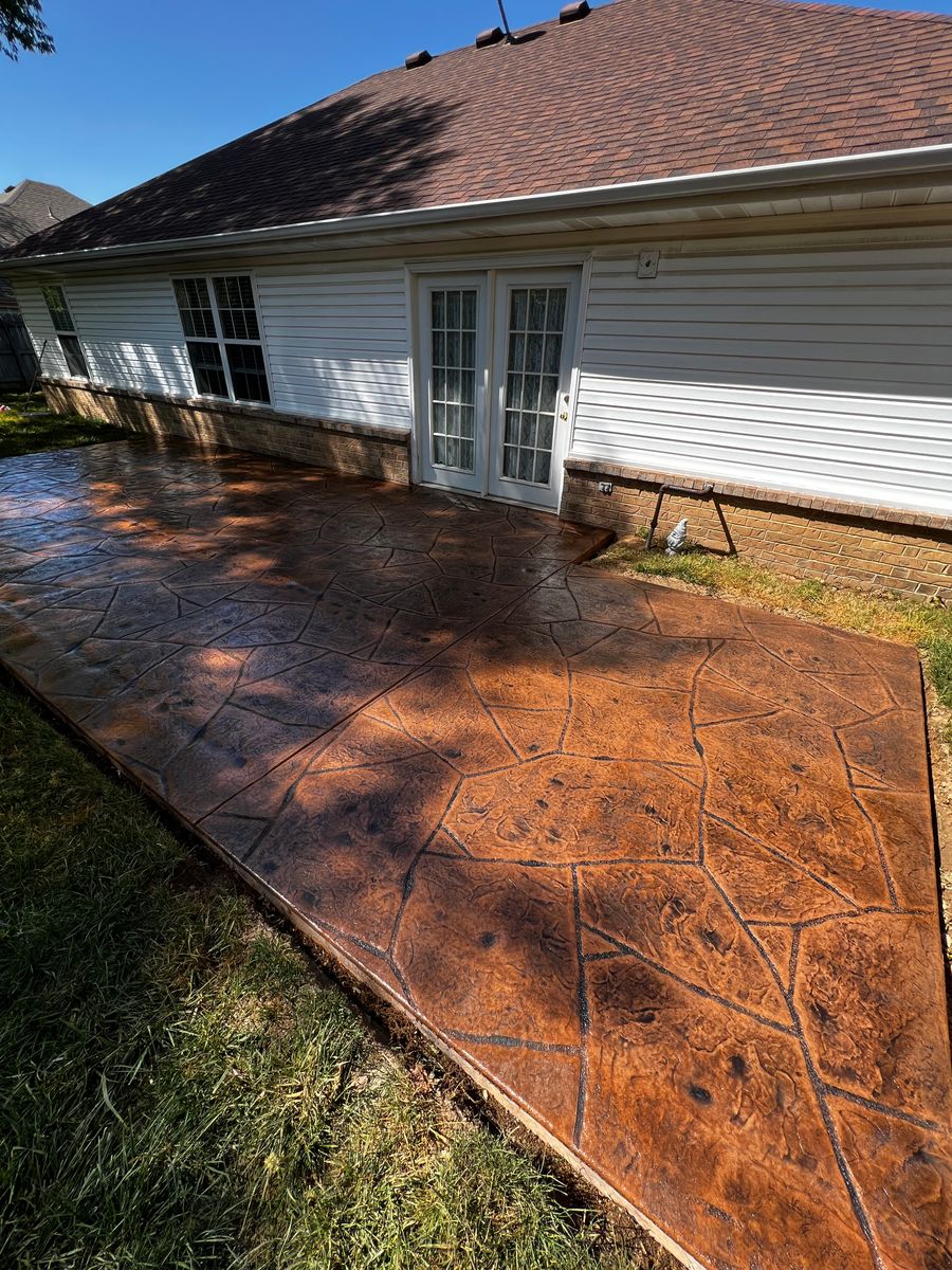 Stamped Concrete Installation for Modern Concrete LLC in Lowell, AR